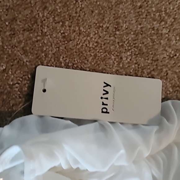 White Rushed Meshed Slit Dress - Picture 6 of 6